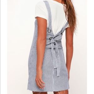 RVCA LACE-UP DENIM PINAFORE DRESS